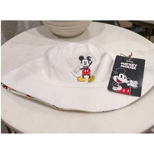 Disney Aldi Limited Edition Mickey Mouse Reversible Bucket Hat White with Print